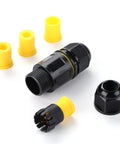 IP68 Outdoor Junction Box Waterproof Connector, 2 Way 2 Pin To 3 Pin M20 Gland with yellow seals, 0.5-2.5mm2 Wire, 450V 24A