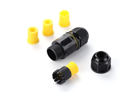 IP68 Outdoor Junction Box Waterproof Connector, 2 Way 2 Pin To 3 Pin M20 Gland with yellow seals, 0.5-2.5mm2 Wire, 450V 24A
