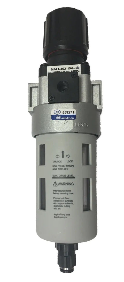 Heavy Duty Pneumatic Air Filter Regulator With Auto Drain And 40 Micron Element, 1/2 Inch Npt Fittings, Includes Pressure Gauge And Bracket, Built Like A Tank For Easy Plug And Play