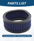 12-579 High Flow Motorcycle Air Cleaner Washable Teardrop Filter for Harley S&S Super E and G Series Carburetors