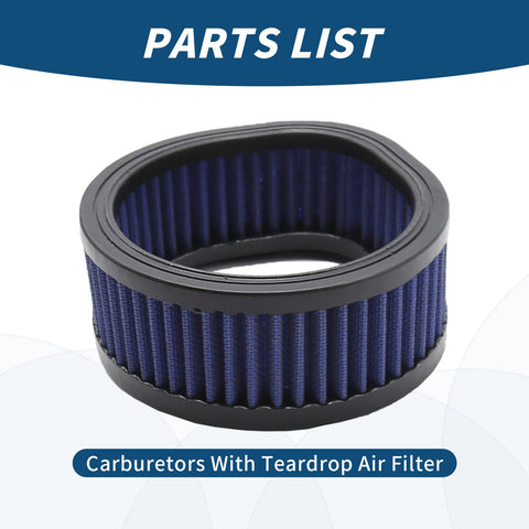 12-579 High Flow Motorcycle Air Cleaner Washable Teardrop Filter for Harley S&S Super E and G Series Carburetors