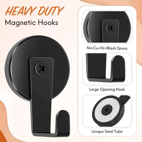Front view of 170 Lb Heavy Duty Magnetic Wreath Hanger With Steel Tube Base No Drill Door Hook For Metal Doors And Walls Black