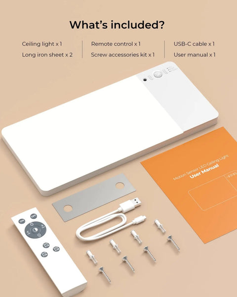 Rechargeable Motion Sensor Ceiling Light With 12000mAh Battery USB C Charge Remote Control No Brainer LED Ceiling Lamp set
