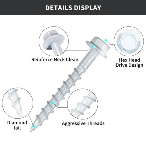 Heavy Duty Joist Hanger Screws Pro Grade Nine By One And One Half Inch With Quarter Inch Hex Head And Three Eighths Inch Diameter Galvanized