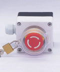 22mm Emergency Stop Push Button Switch With Red Mushroom Latching Design Station Box Cover 2 NC 10A 440V Key Lock Stop