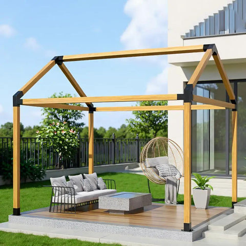 Heavy Duty Pergola Hardware Kit With 3 Way Slanted Roof Brackets And Screws For Outdoor Garden Patio Backyard Or Courtyard Pergola Construction Built From Premium Steel For Durability And Weather Resistance
