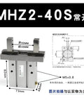 Heavy Duty Pneumatic Cylinders For Finger Mask Machines MHZ2 Series Parallel Clamp Miniature Air Manipulator Compact design shown with dimensions.
