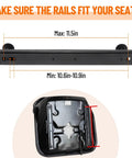 Universal Go Kart Seat Slider Kit With Hardware for Bucket Seats, easy install, side view of rails showing max and min dimensions.