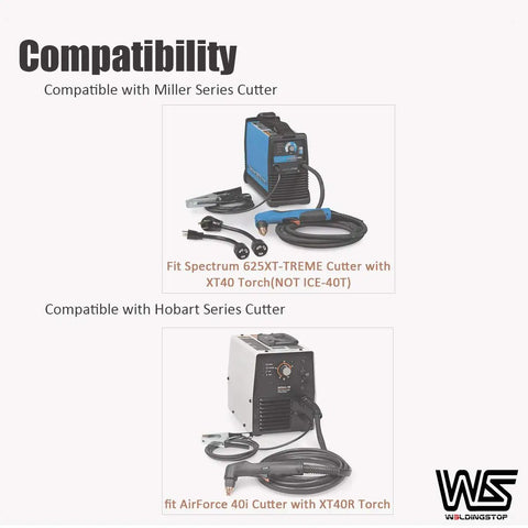 Compatibility chart: Drag Shield 40A For Miller Spectrum 625 X-Treme Plasma Cutter XT40 Torch Kit with Hobart AirForce 40i XT40R