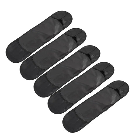 Five Thickened-Lining Waterproof Skateboard Bag Backpacks With Front Zip Quick Access, laid flat, showing durable polyester material