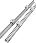 Premium Compatible SBR Rail Open Linear Bearing Block Kit For Desktop Printer Frames And Compact DIY Routing Machines With Multiple Preshot Lengths From 250mm To 1000mm To Handle Any Heavy Load And Stroke Requirement On Your Next Custom Build. SBR12UU rail kit with four blocks, two silver rails