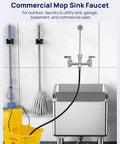 Heavy Duty Wall Mount Mop Sink Faucet With Vacuum Breaker Eight Inch Center Three Quarter Inch Hose Thread Commercial Spigot
