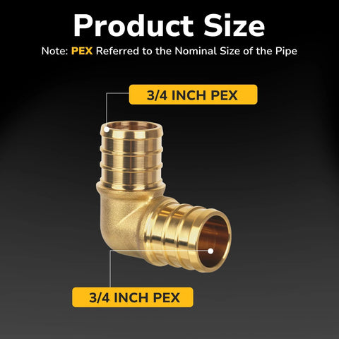 KAINGA 10-pack 3/4-inch brass PEX elbow crimp fittings, 90-degree