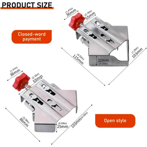 Rock Solid Dead On 90 Degree Angle Clamp Fixture With Stainless Steel Adjustable Grips dimensions for woodworking projects