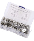113 Piece Shelf Pins Kit With Four Styles L Shaped And Cylindrical Plated Pegs 5mm Hole, open box view