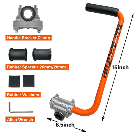 Ergonomic Trimmer Grip With Extension Handle For Weed Wacker And String Trimmer, Easy Install Bracket Clamp, Orange And Black
