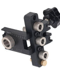 Heavy-Duty Doweling Jig Drill Kit With Adjustable Depth Locator And Three Pro Bits For Slick Woodworking Jobs showing precision aluminum build.