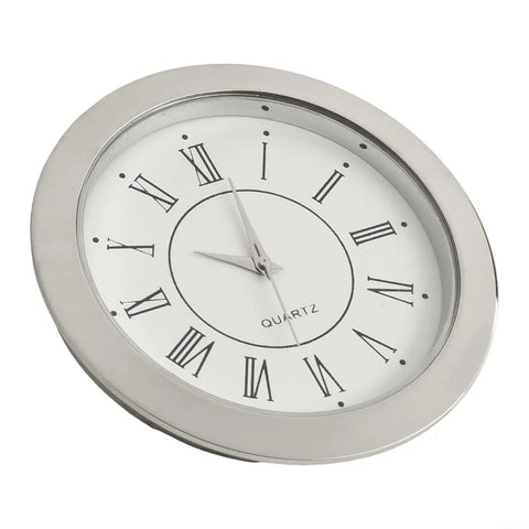 MINI Clock Insert Quartz Movement 55mm With Gold Or Silver Tone Bezel And Stainless Back, 45mm Mounting, Roman numerals