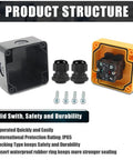 2 Pack Emergency Stop Push Button Switch 10A 660V IP65 Waterproof Box with PG13.5 Black Connectors 1NO 1NC Components