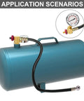 All In One Air Tank Valve Kit With Gauge And Repair Kit For Compressed Air Systems, includes two inch pressure gauge