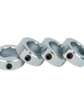Solid Zinc Shaft Collars With Set Screws Bore Three Quarter Inch OD One And One Quarter Inch Width Nine Sixteenth Inch Four Pack
