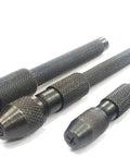 Pin Chuck Collet Vise Set For DIY Jewelry Making And Hobby Machining 4 piece hand tool kit in matte black, 0-4 mm capacity.