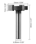 Three Flute CNC Spoilboard Surfacing Router Bits With One Quarter Inch Shank And 0.94 Inch Cutter Diameter Pro Grade RB03A