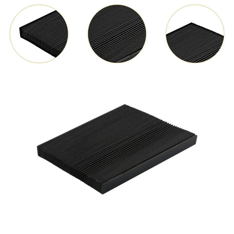 CNC Accordion Rubber Cover 16.5cm for milling machine, black PVC bellows guard, detail of accordion folds and texture.