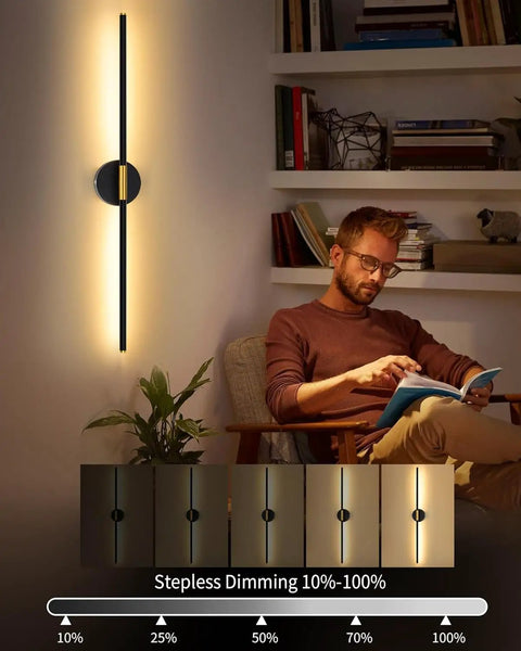Black And Gold Rechargeable Wall Sconce Set Of Two Packing An Epic 8000 Mah Battery Delivering Up To Sixty Hours Of Warm Lighting with dimming feature in a cozy reading space.