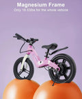 Electric Balance Bike For Kids With 14 Inch Tires Pink Ages 3 To 7 Kid Friendly Three Speed Modes Up To Nine MPH Lightweight 16.5 Lbs Frame Nine Mile Range Light Up Front Tire Adjustable Seat Safe Magnesium Alloy Build, pink magnesium frame
