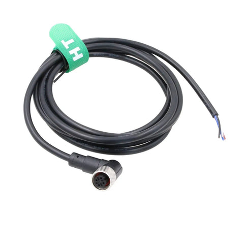 Right Angle M12 A Coded 4 Pin Female Connector Cable With Open Wire Ends For Industrial Automation Devices And Sensor Actuator Networks IO Link Profibus CANopen DeviceNet 15m Length
