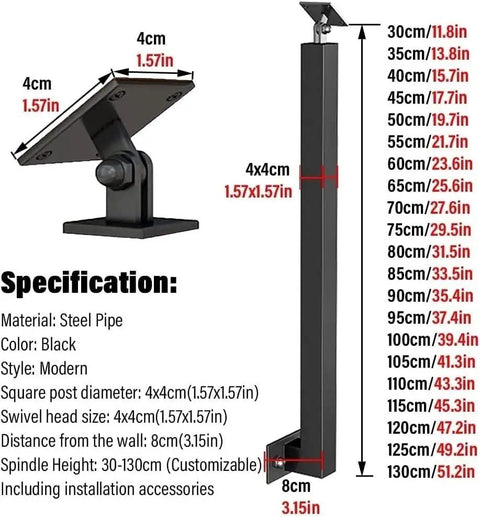 Hella Solid Square Metal Stair Spindles With Complete Side Mount Kit And Heavy Duty Screws For Deck Patio Fence Walkway Steps No Sweat Home Improvement 25 Pack 45 Inch Height, black steel pipe specifications with dimensions.