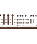 6 Ft Mini Cabinet Barn Door Hardware Kit Sliding Double Door DIY Friendly Finish In Oil Rubbed Bronze with rails and connectors shown