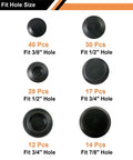 141 Piece Auto Body Black Plastic Hole Plugs Kit Pro Grade With Flush Mount And Button Style Assortment For Sheet Metal