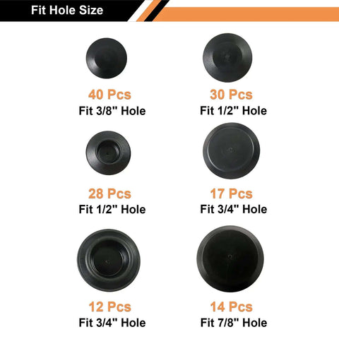141 Piece Auto Body Black Plastic Hole Plugs Kit Pro Grade With Flush Mount And Button Style Assortment For Sheet Metal