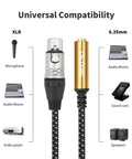 Hot 1Ft Audio Cable XLR Female To 1/4 Trs Female Jack For Mic Guitar Amp And Mixer - Durable patch cord showing connectors.