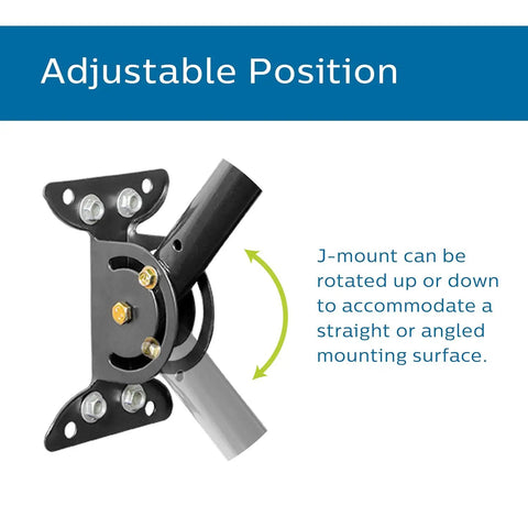 Universal Steel J Mount TV Antenna Bracket For Attic Or Outdoor Roof Wall Install adjustable position feature shown