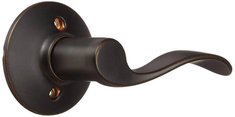 Camelot Inactive Handleset With Accent Left Handed Lever In Aged Bronze close-up view