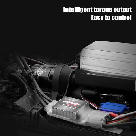 Beefed Up 80A Crawler ESC and 3542 Brushless Motor Kit installed in RC crawler with visible wires and components