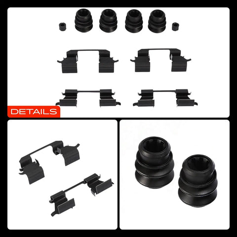 Front Side Disc Brake Hardware Kit For Honda Civic Upgrades Stops Brakes Smarter Perfect Fitment Si Model 1996 Through 2011 Guaranteed Heavy Duty Set, black clips and boots