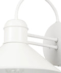 Close up of Novogratz X Globe Maxwell 11 Inch Outdoor Wall Sconce Matte White Weatherproof Modern Farmhouse Lighting showing barnyard silhouette.