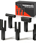 One Inch Blacksmith Anvil Hardy Hole Tools Set Five Piece Forging Kit With Pro Grade Hot Cut Tool Bottom Fuller Creasing Stake