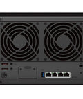 Turnkey Nas Bundle Loaded With 80 Tb Storage Featuring Five 16 Tb Enterprise Drives 16 Gb Ram rear view with ports and fan openings.