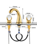 8 Inch Widespread Brass Bathroom Sink Faucet With Crystal Handles Deck Mounted Gold Ti PVD Finish No Drip Ceramic Cartridge