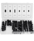 Dope Rubber Vacuum Line Cap Kit For Carburetors And Hoses, 80 Piece Assortment displayed in an open plastic case