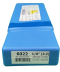 E6022 Welding Rod One Eighth Inch Ten Pound Box Stick Electrodes For Decking And Roof Beams, blue packaging with product details