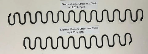 Four Pack Heavy Duty Nine Gauge Recliner Seat Springs Measuring Nineteen Point Five Inches Long with bent ends shown, ideal for easy replacement.