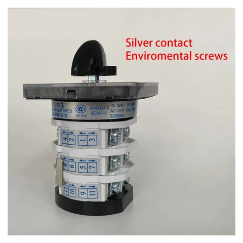 Rotary Cam Switch Changeover 0 To 7 Position 3 Pole 3 Stage Industrial Grade 660V 32A With Silver Contacts, side view