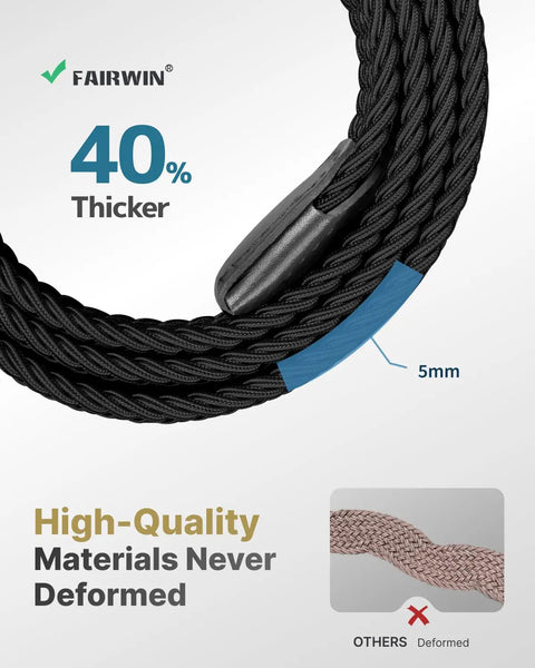 Close-up of Men's Stretch Braided Elastic Woven Belt One And Three Eighths Inches Wide showing 40% thicker materials.
