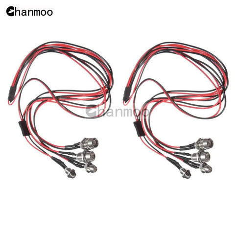 2 Pack 4 LED RC Car Light Kit White Headlights Red Taillights For Crawler Buggy Truck 4WD RC Vehicles Dope Upgrade With SCX10 SCX24 TRX4 TRX6 showing wiring and connectors